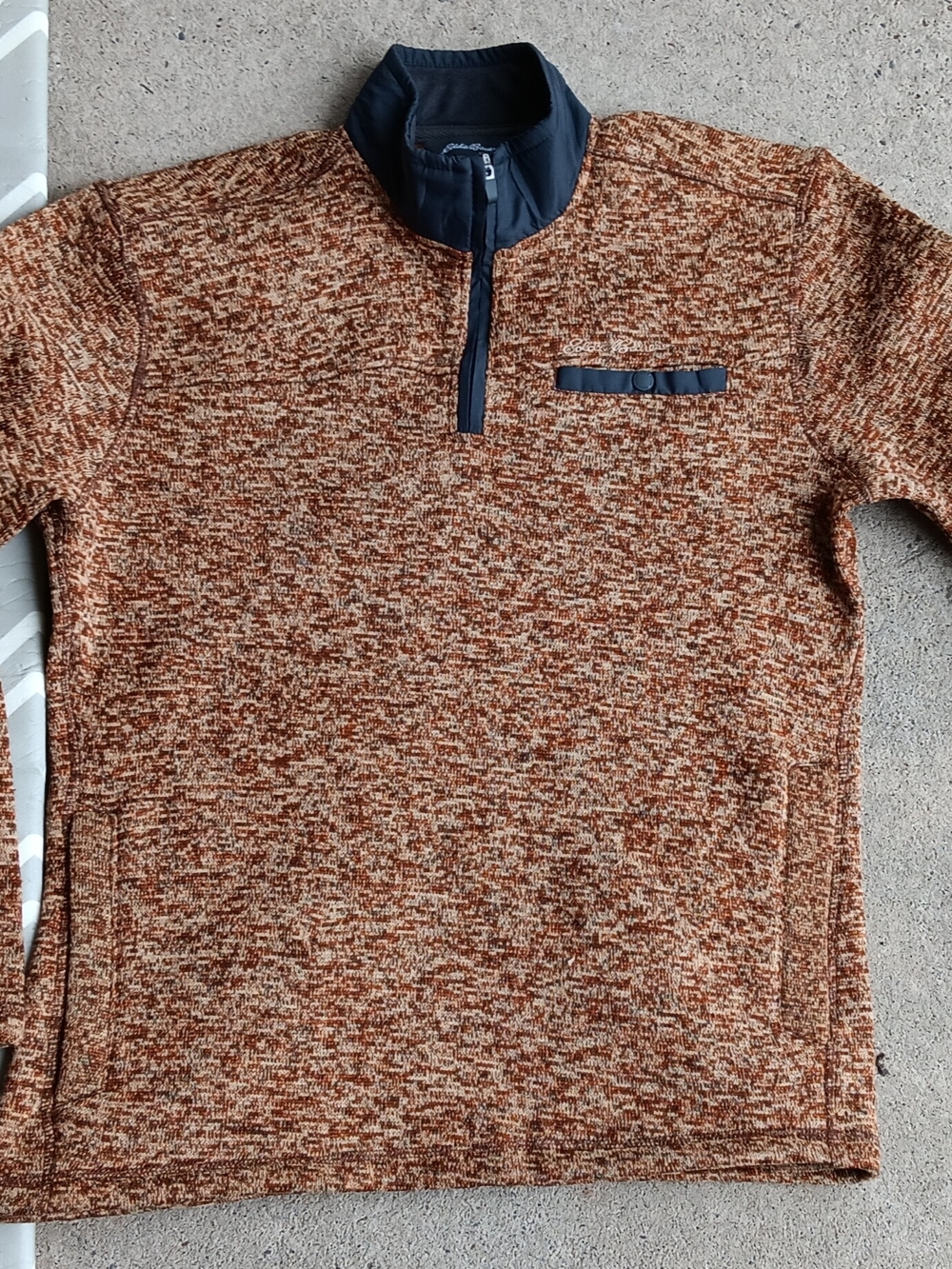 Men's Eddie Bauer Burnt Orange Quarter-Zip Sweater with Contrast Collar